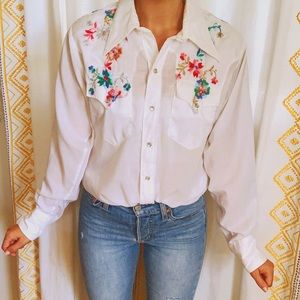 VTG 70s Embroidered Floral Western Shirt Rockmount